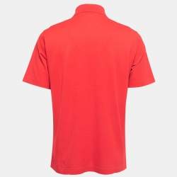 Hermès Red Cotton Pique Polo T-Shirt L