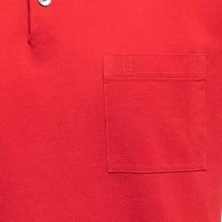Hermès Red Cotton Pique Polo T-Shirt L