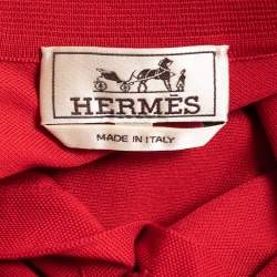 Hermès Red Cotton Pique Polo T-Shirt L
