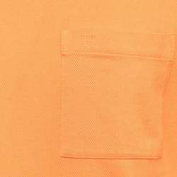 Pre Owned Hermès Orange Cotton Crew Neck Half Sleeve T-Shirt L