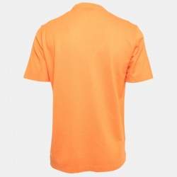 Pre Owned Hermès Orange Cotton Crew Neck Half Sleeve T-Shirt L