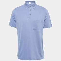 Hermes Blue Cotton Pique Polo T-Shirt L