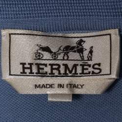 Hermes Blue Cotton Pique Polo T-Shirt L