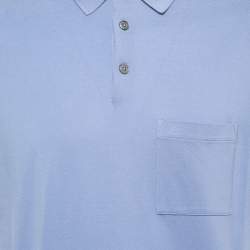 Hermes Blue Cotton Pique Polo T-Shirt L