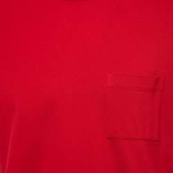 Hermes Red Cotton Crew Neck Half Sleeve T-Shirt L