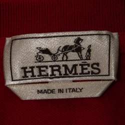 Hermes Red Cotton Crew Neck Half Sleeve T-Shirt L