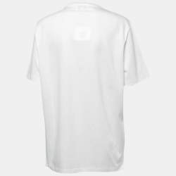 Pre Owned Hermes White Quarterb'H" Print Cotton Crew Neck Half Sleeve T-Shirt M