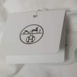 Pre Owned Hermes White Quarterb'H" Print Cotton Crew Neck Half Sleeve T-Shirt M