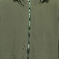 Hermes Military Green Nylon Zip Front Hooded Jacket L