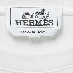 Pre Owned Hermes White Cavalcade Print Cotton Crew Neck T-Shirt S