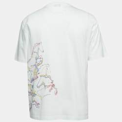 Pre Owned Hermes White Cavalcade Print Cotton Crew Neck T-Shirt S