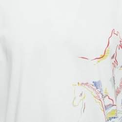 Pre Owned Hermes White Cavalcade Print Cotton Crew Neck T-Shirt S