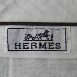 Hermes Light Grey Cotton Blend Tailored Trousers L