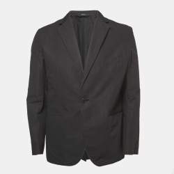 Hermes Black Cotton Blend Single Breasted Blazer L