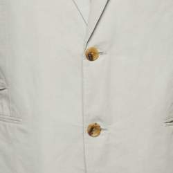 Hermes Light Grey Cotton Blend Single Breasted Blazer L