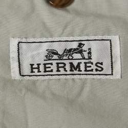 Hermes Light Grey Cotton Blend Single Breasted Blazer L