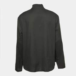 Pre Owned Hermes Dark Green Cotton Zip-up Long Sleeve Shirt XL