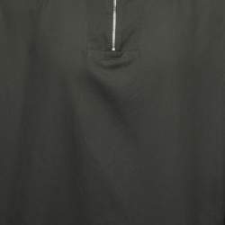 Pre Owned Hermes Dark Green Cotton Zip-up Long Sleeve Shirt XL