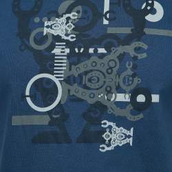 Hermes Blue Robot Print Cotton T-Shirt M