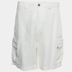 Hermes White Linen Bermuda Shorts M