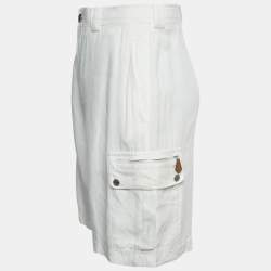 Hermes White Linen Bermuda Shorts M