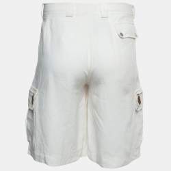 Hermes White Linen Bermuda Shorts M