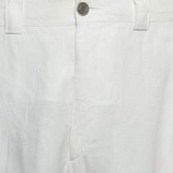 Hermes White Linen Bermuda Shorts M
