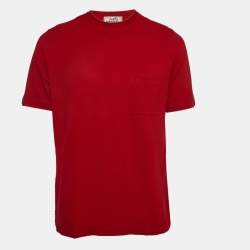 Pre Owned Hermes Red Cotton Pique Crew Neck T-Shirt L