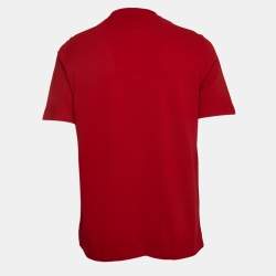 Pre Owned Hermes Red Cotton Pique Crew Neck T-Shirt L