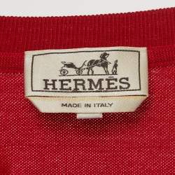 Pre Owned Hermes Red Cotton Pique Crew Neck T-Shirt L