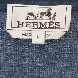 Hermes Navy Blue Odyssee Print Cotton Crew Neck T-Shirt L