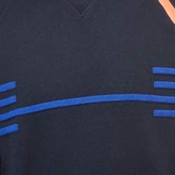 Hermes Navy Blue Striped Wool Knit Crew Neck Sweater L
