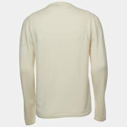 Hermes Cream Cashmere & Silk Knit Crew Neck Sweater L