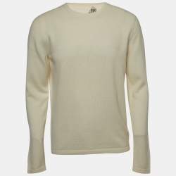 Hermes Cream Cashmere & Silk Knit Crew Neck Sweater L