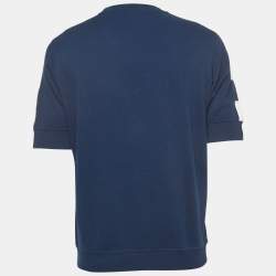 Hermes Navy Blue Cotton Striped Detail Crew Neck T-Shirt L