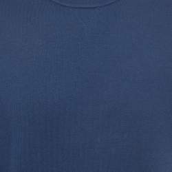 Hermes Navy Blue Cotton Striped Detail Crew Neck T-Shirt L
