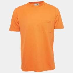 Hermes Orange Cotton Pique Crew Neck T-Shirt L