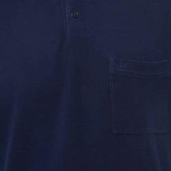 Pre Owned Hermes Navy Blue Cotton Pique Polo T-Shirt L