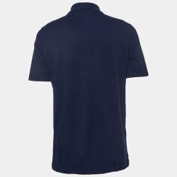 Pre Owned Hermes Navy Blue Cotton Pique Polo T-Shirt L