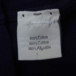 Pre Owned Hermes Navy Blue Cotton Pique Polo T-Shirt L