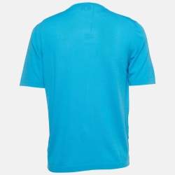 Hermes Blue Cotton Knit Crew Neck T-Shirt L