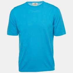 Hermes Blue Cotton Knit Crew Neck T-Shirt L