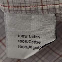 Hermes White Plaid Cotton Button Down Full Sleeve Shirt L
