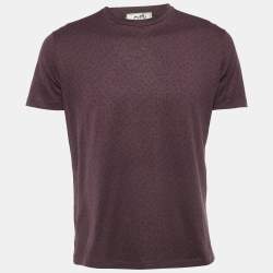Hermes Brown Squares Print Cotton Half Sleeve T-Shirt M