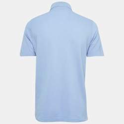 Pre Owned Hermes Blue Logo Embroidered Cotton Pique Polo T-Shirt M