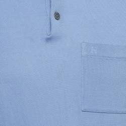 Pre Owned Hermes Blue Logo Embroidered Cotton Pique Polo T-Shirt M