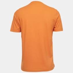 Pre Owned Hermes Orange Cotton Pocket Detail Half Sleeve T-Shirt M