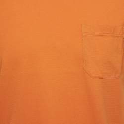 Pre Owned Hermes Orange Cotton Pocket Detail Half Sleeve T-Shirt M