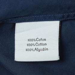 Pre Owned Hermes Blue Cotton Fly Front Full Sleeve Shirt M