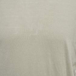Pre Owned Hermes Grey Cotton Knit Stripe Detail Round Neck T-Shirt L